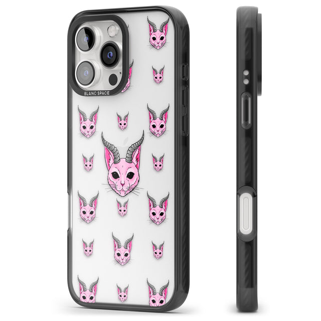 iPhone 16 Pro Max Demon Cat Pattern Black Impact Phone Case