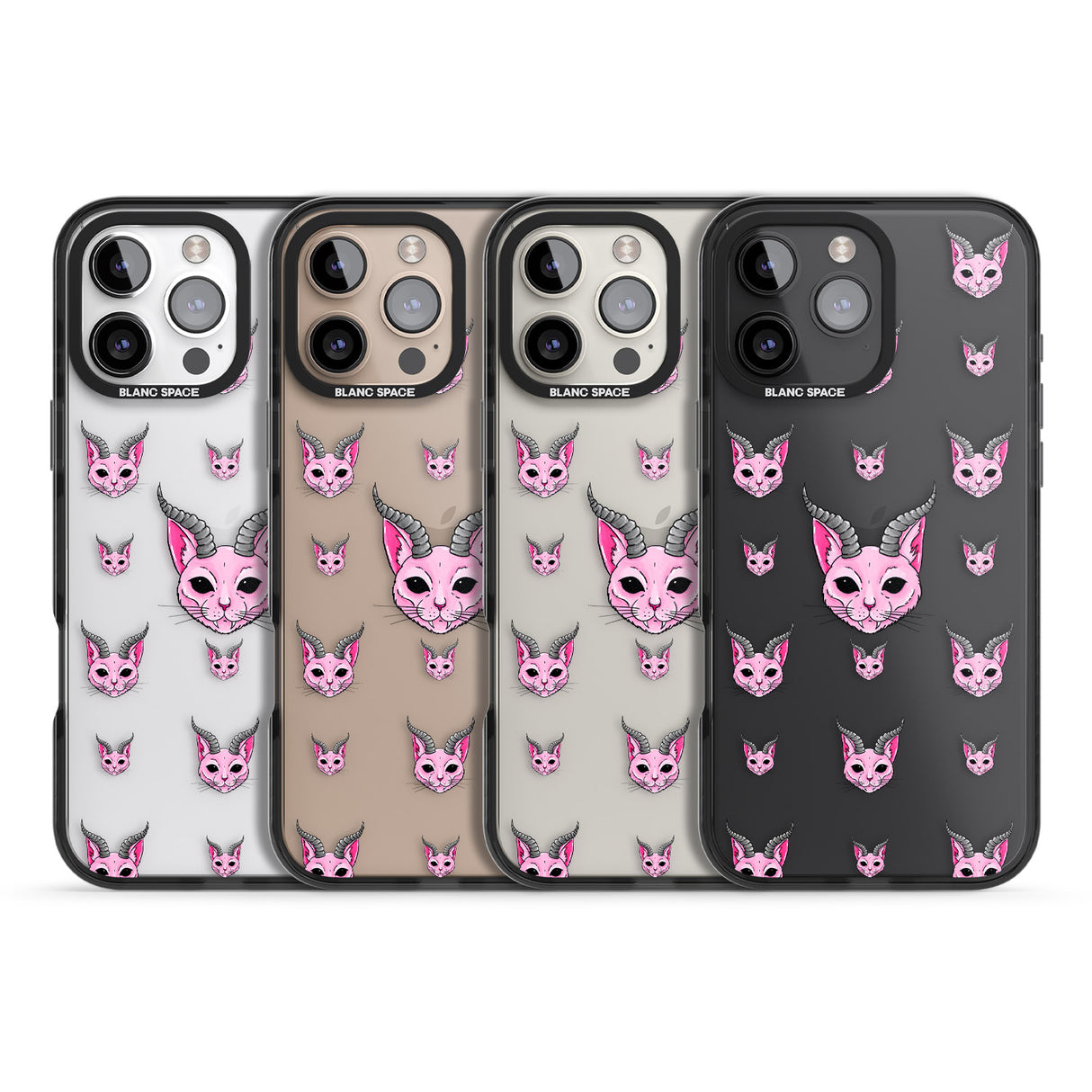 iPhone 16 Pro Max Demon Cat Pattern Black Impact Phone Case