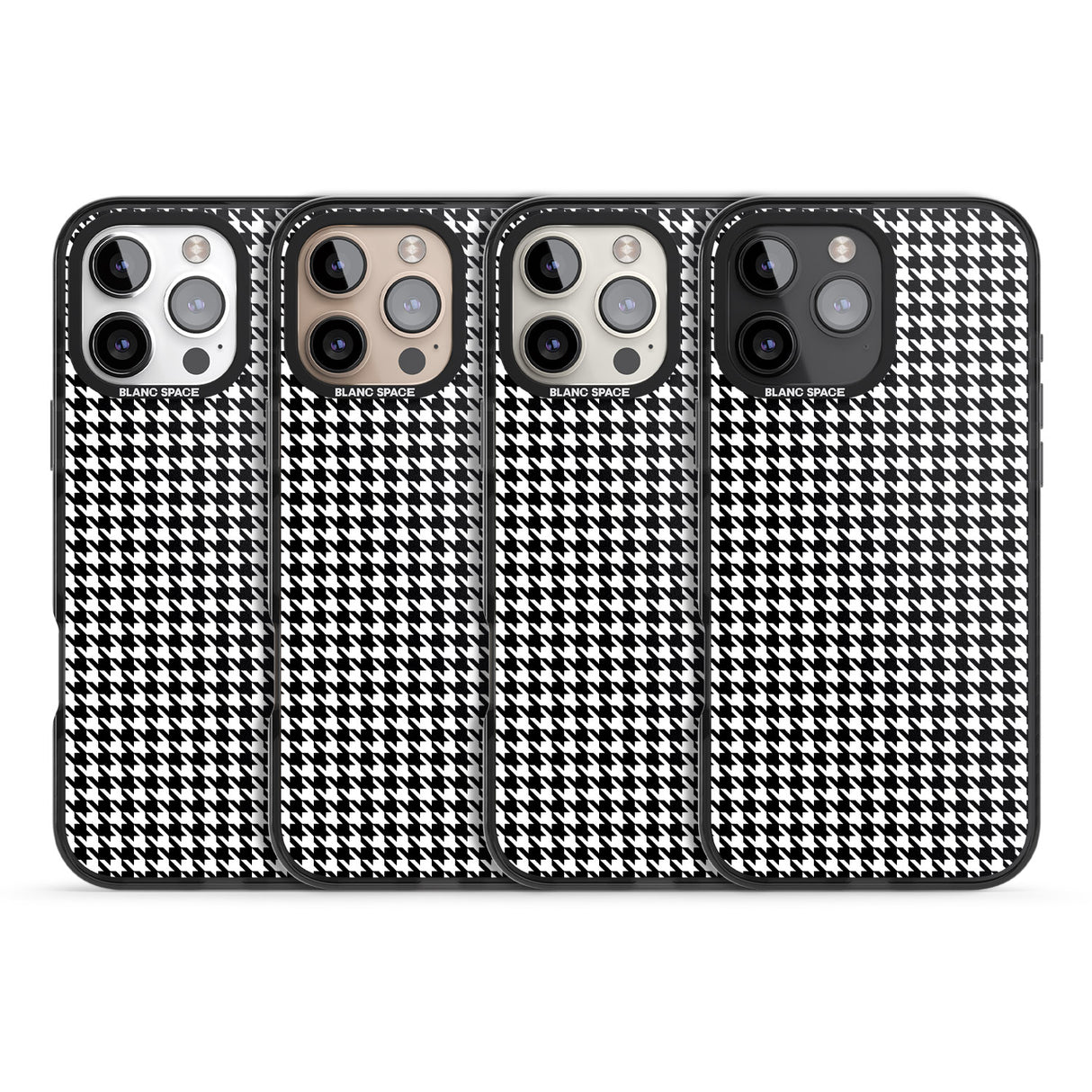 iPhone 16 Pro Max Black Houndstooth Pattern Black Impact Phone Case