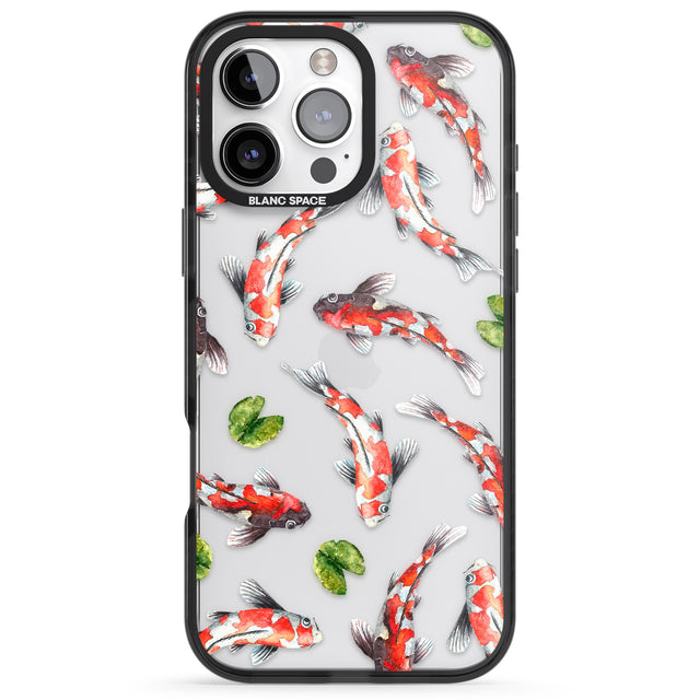 iPhone 16 Pro Max Koi Fish Japanese Watercolour Black Impact Phone Case