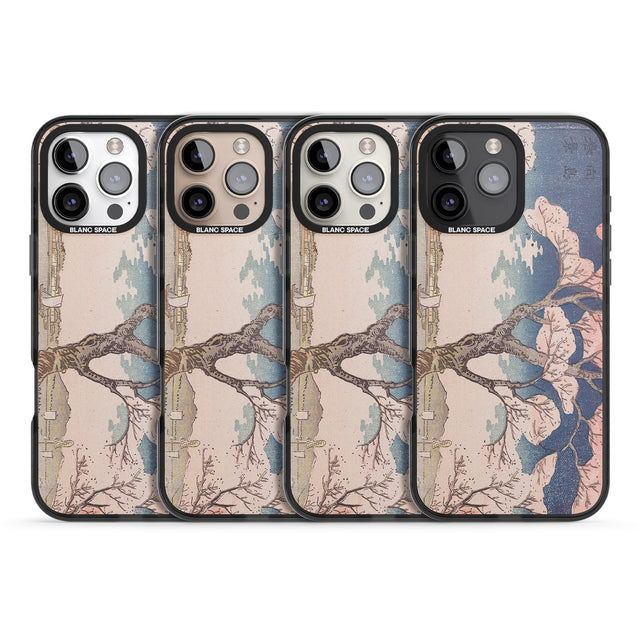 iPhone 16 Pro Max Vintage Japanese Illustrations Cherry Tree Black Impact Phone Case