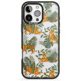 iPhone 16 Pro Max ClearTiger & Fern Jungle Cat Pattern Black Impact Phone Case