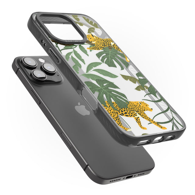 iPhone 16 Pro Max Two Jaguars & Foliage Jungle Cat Pattern Black Impact Phone Case