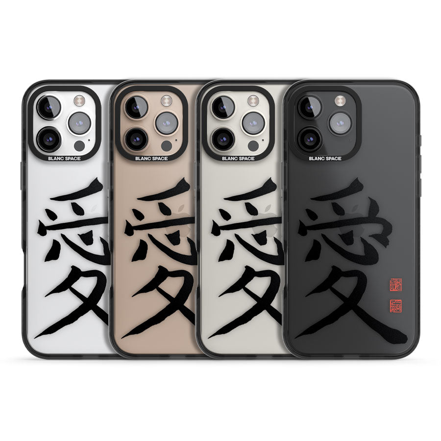 Japanese Kanji - Love Black Impact Phone Case for iPhone 16 Pro, iPhone 16 Pro Max