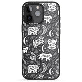 iPhone 16 Pro Max Forest Animal Silhouettes: White/Clear Black Impact Phone Case