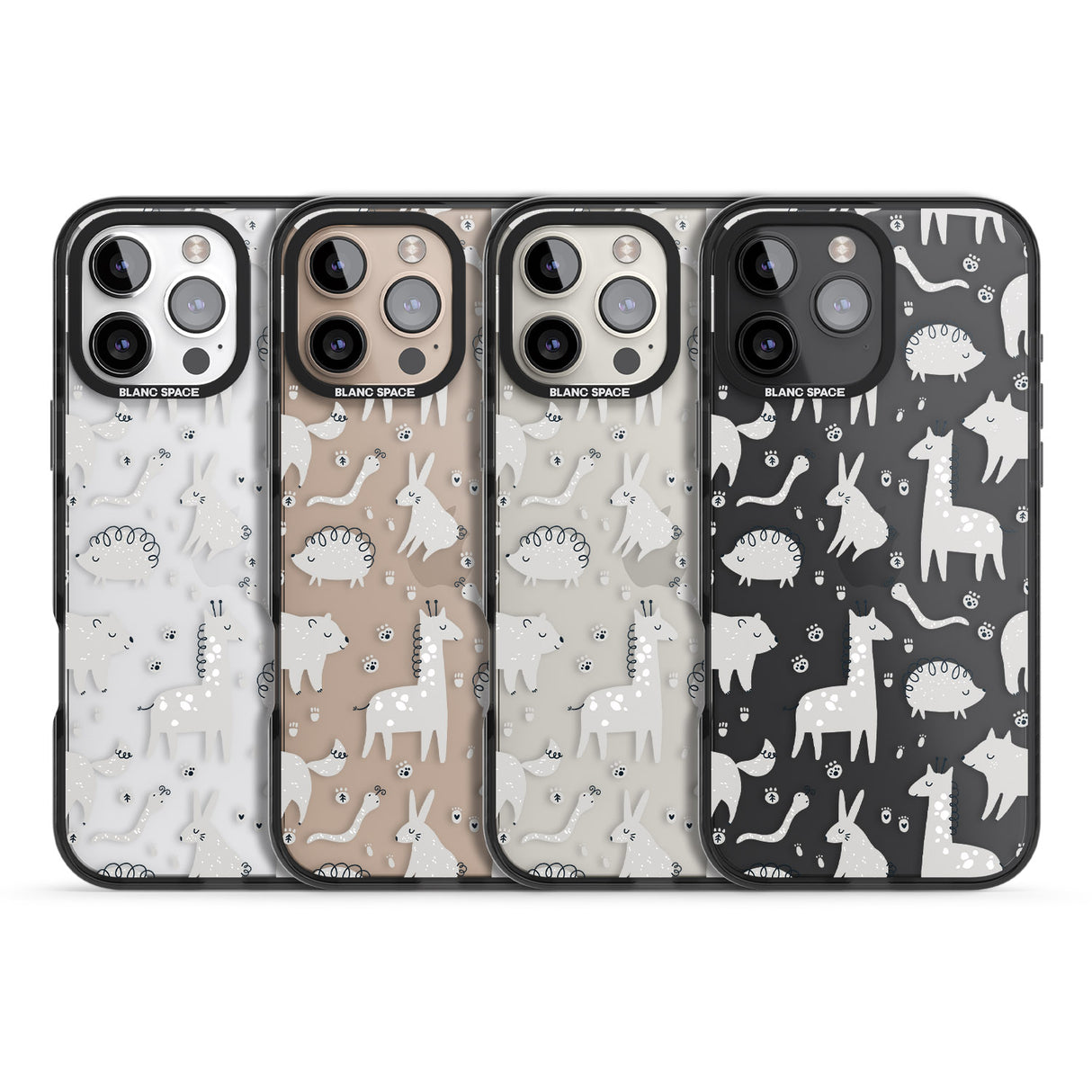 iPhone 16 Pro Max Adorable Mixed Animals Pattern (Clear) Black Impact Phone Case