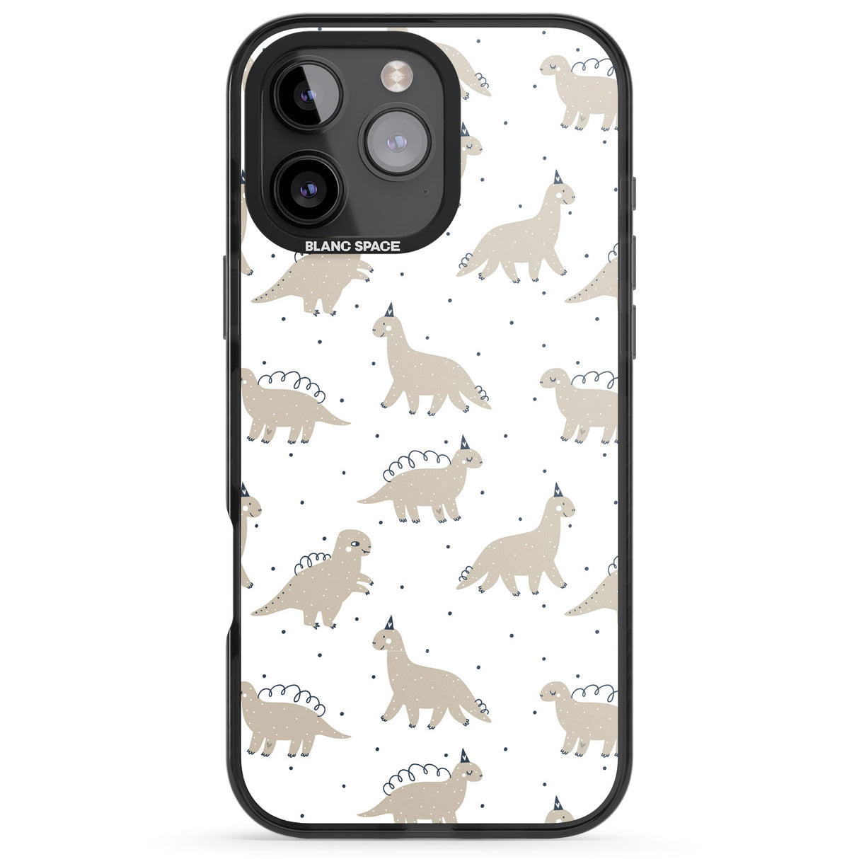 iPhone 16 Pro Max Adorable Dinosaurs Pattern Black Impact Phone Case