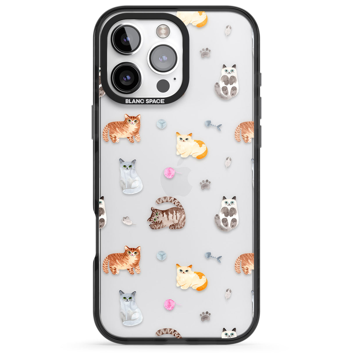 iPhone 16 Pro Max Cats with Toys - Clear Black Impact Phone Case