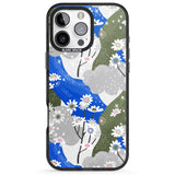 iPhone 16 Pro Max Blue & Grey Daisies Pattern Black Impact Phone Case