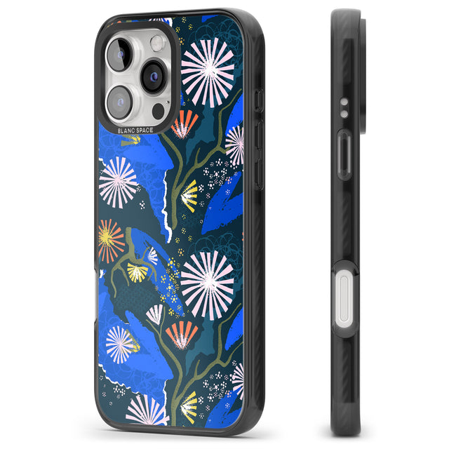 iPhone 16 Pro Max Dark Botanicals Abstract Pattern Black Impact Phone Case