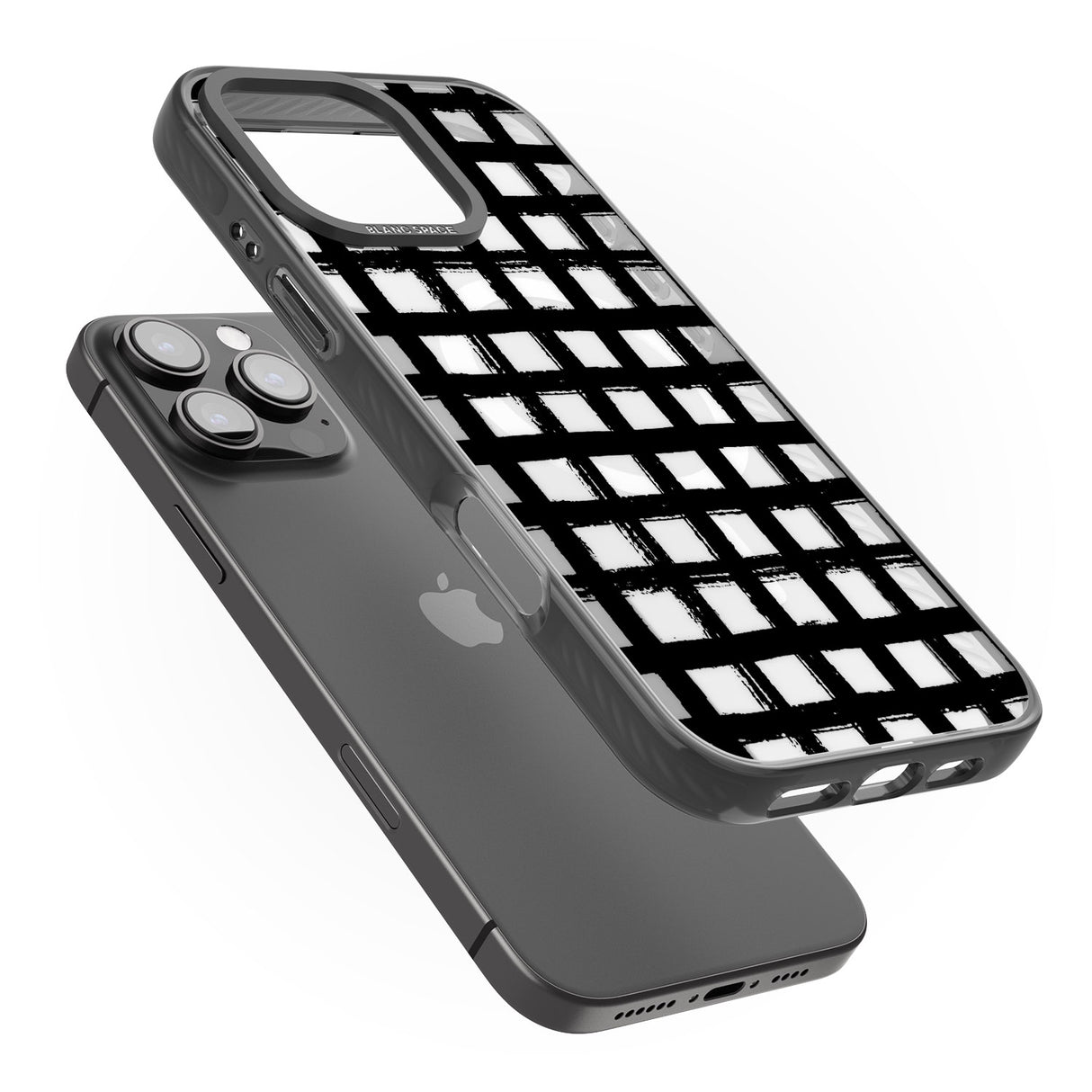 iPhone 16 Pro Max Messy Black Grid - Clear Black Impact Phone Case