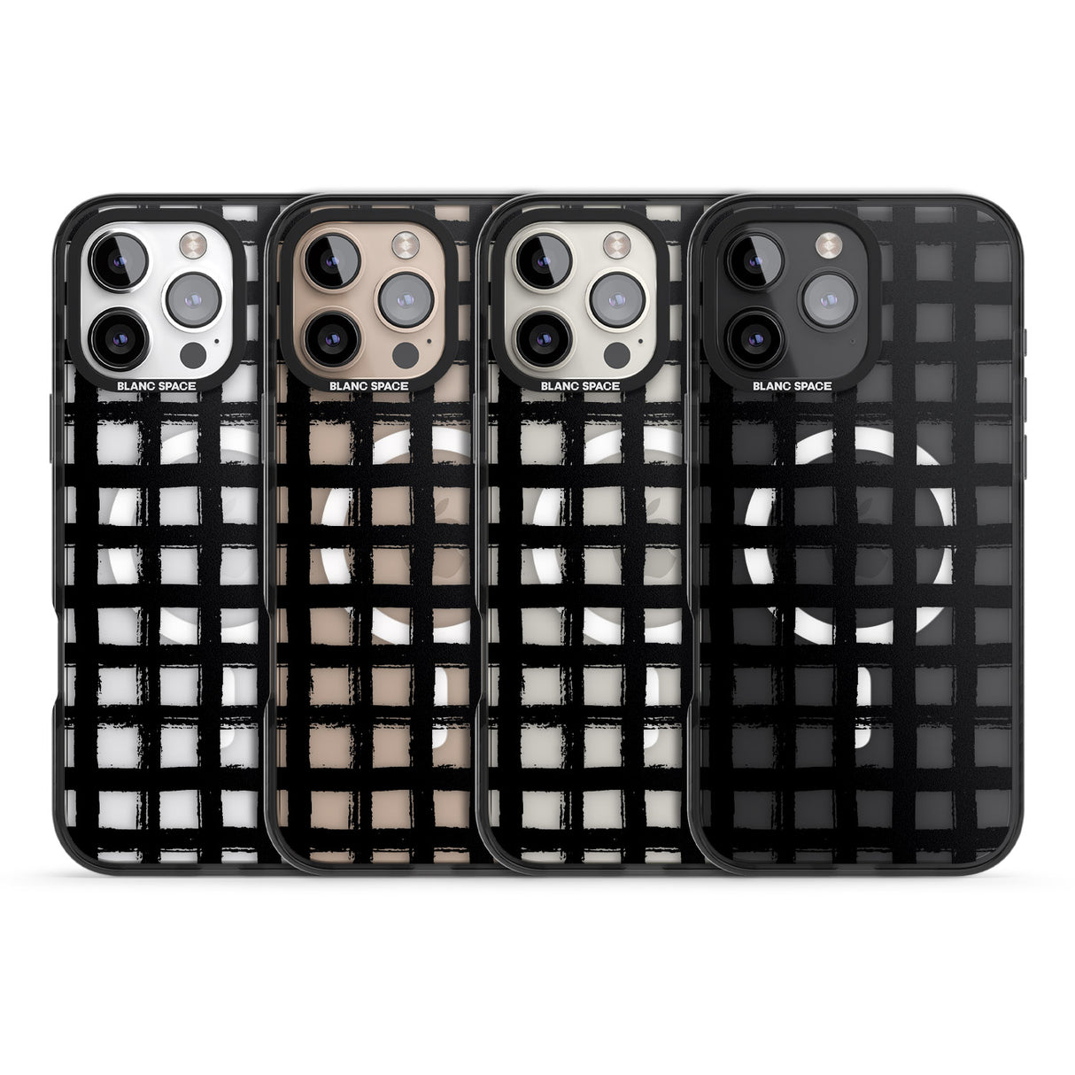 iPhone 16 Pro Max Messy Black Grid - Clear Black Impact Phone Case