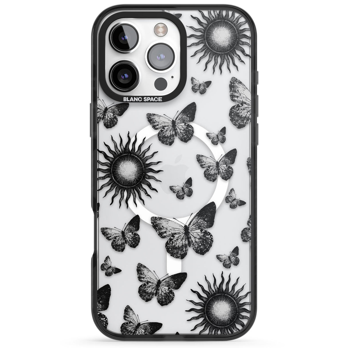 Butterflies & Suns Black Impact Magsafe Phone Case for iPhone 16 Pro, iPhone 16 Pro Max