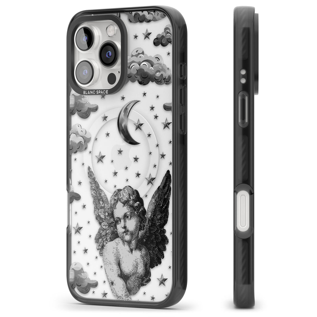 Celestial Cherub Black Impact Magsafe Phone Case for iPhone 16 Pro, iPhone 16 Pro Max