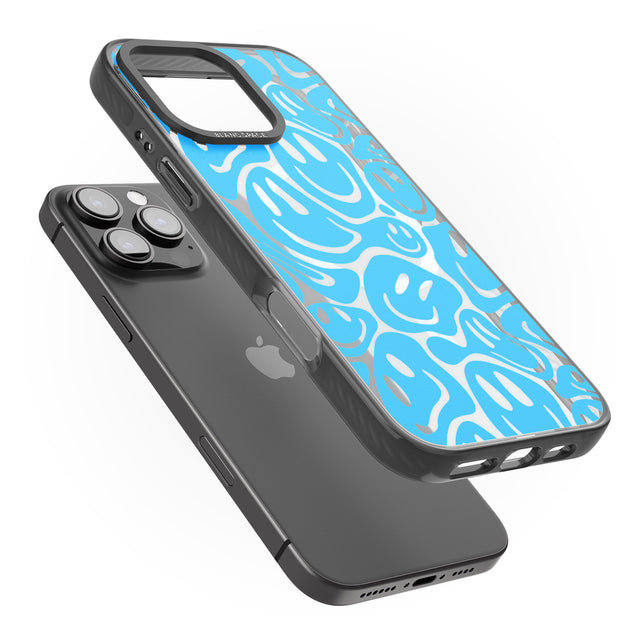 iPhone 16 Pro Max Blue Acid Faces Black Impact Phone Case