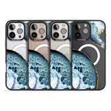 iPhone 16 Pro Max Blue, White & Yellow Agate Gemstone Black Impact Phone Case