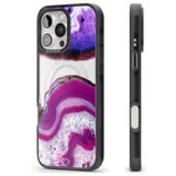 iPhone 16 Pro Max Purple & White Gemstone Crystal Clear Design Black Impact Phone Case