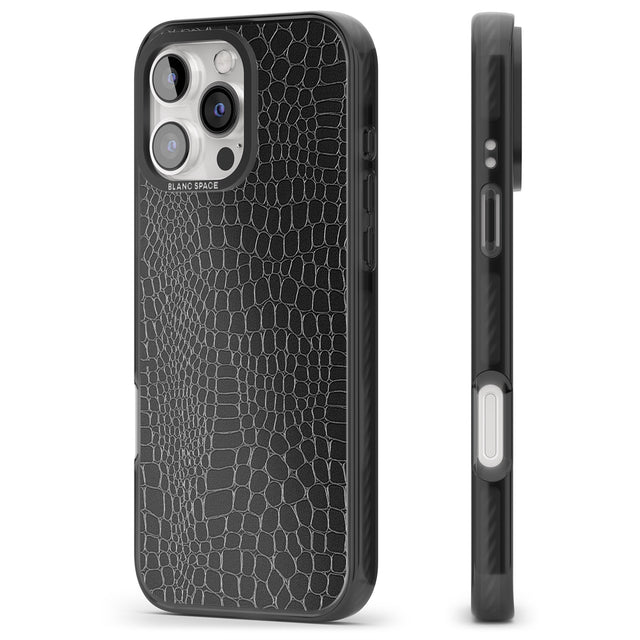 iPhone 16 Pro Max Black Snakeskin Black Impact Phone Case