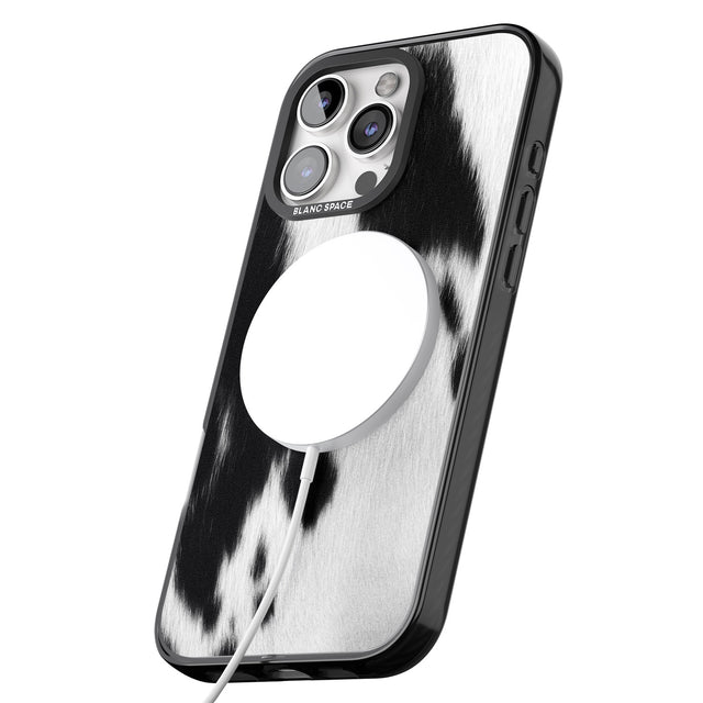 iPhone 16 Pro Max Designer Fashion Cowhide Black Impact Phone Case