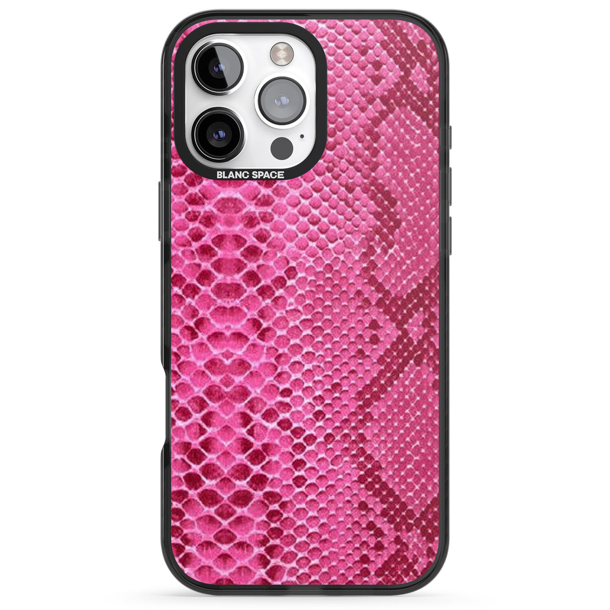 iPhone 16 Pro Max Pink Snakeskin Black Impact Phone Case