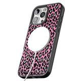 iPhone 16 Pro Max Green on Pink Leopard Print Pattern Black Impact Phone Case