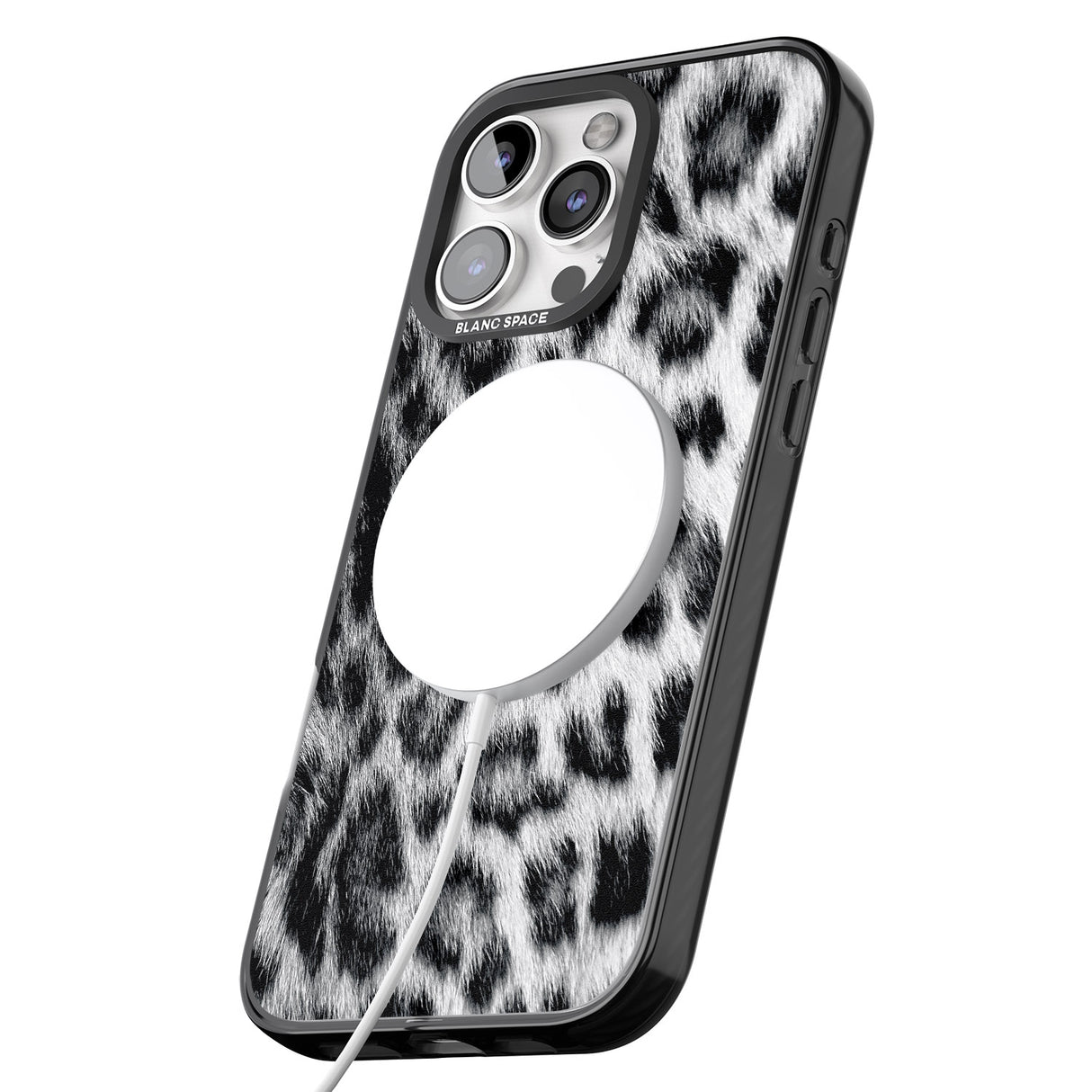 iPhone 16 Pro Max Animal Fur Pattern - Snow Leopard Black Impact Phone Case