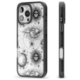 iPhone 16 Pro Max Transparent Suns, Moons & Clouds Black Impact Phone Case