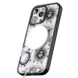 iPhone 16 Pro Max Transparent Suns, Moons & Clouds Black Impact Phone Case