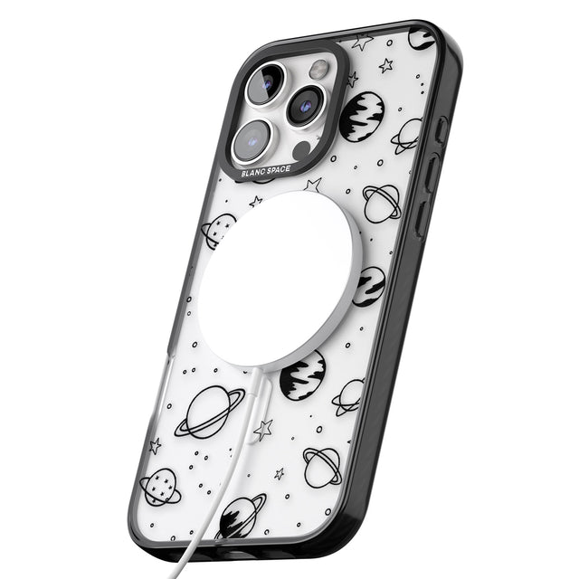 iPhone 16 Pro Max Cosmic Outer Space Design Black on Clear Black Impact Phone Case