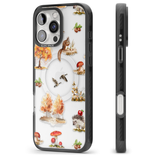 Fall Forest Friends Black Impact Magsafe Phone Case for iPhone 16 Pro, iPhone 16 Pro Max