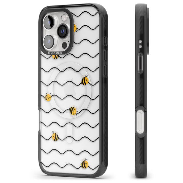 iPhone 16 Pro Max Sweet as Honey Patterns: Bees & Stripes (Clear) Black Impact Phone Case