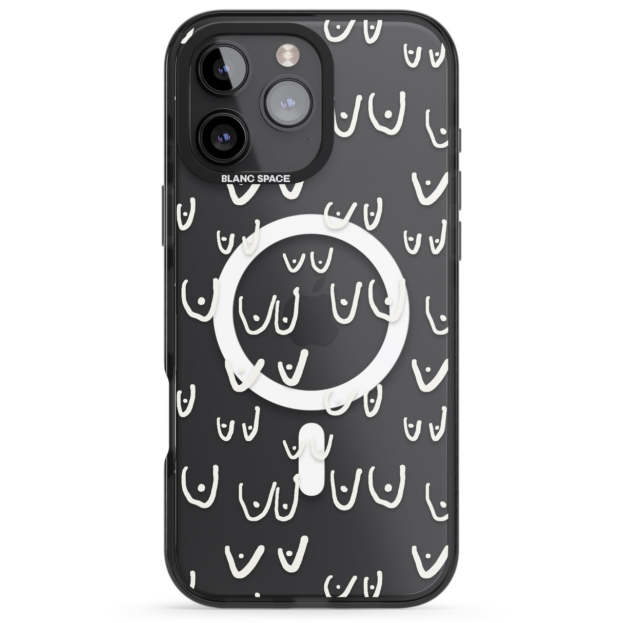 iPhone 16 Pro Max Free the boob (White) Black Impact Phone Case