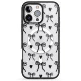 iPhone 16 Black Bows & Hearts Clear Impact Phone Case