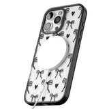 iPhone 16 Black Bows & Hearts Clear Impact Phone Case