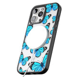 iPhone 16 Pro Max Blue Butterflies Black Impact Phone Case