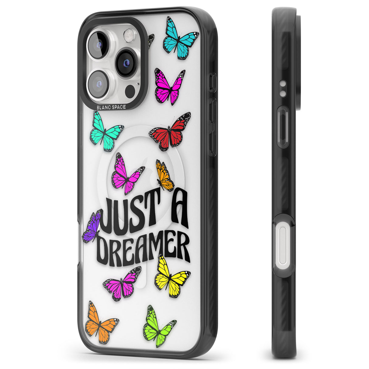 iPhone 16 Pro Max Just a Dreamer Butterfly Black Impact Phone Case