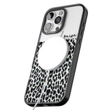 iPhone 16 Pro Max Personalised Seafoam Green & Cursive Leopard Spots Black Impact Phone Case