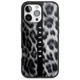 iPhone 16 Pro Max Personalised Snow Leopard Print Black Impact Phone Case