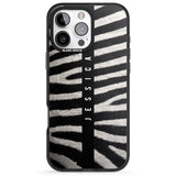 iPhone 16 Pro Max Personalised Zebra Print Black Impact Phone Case