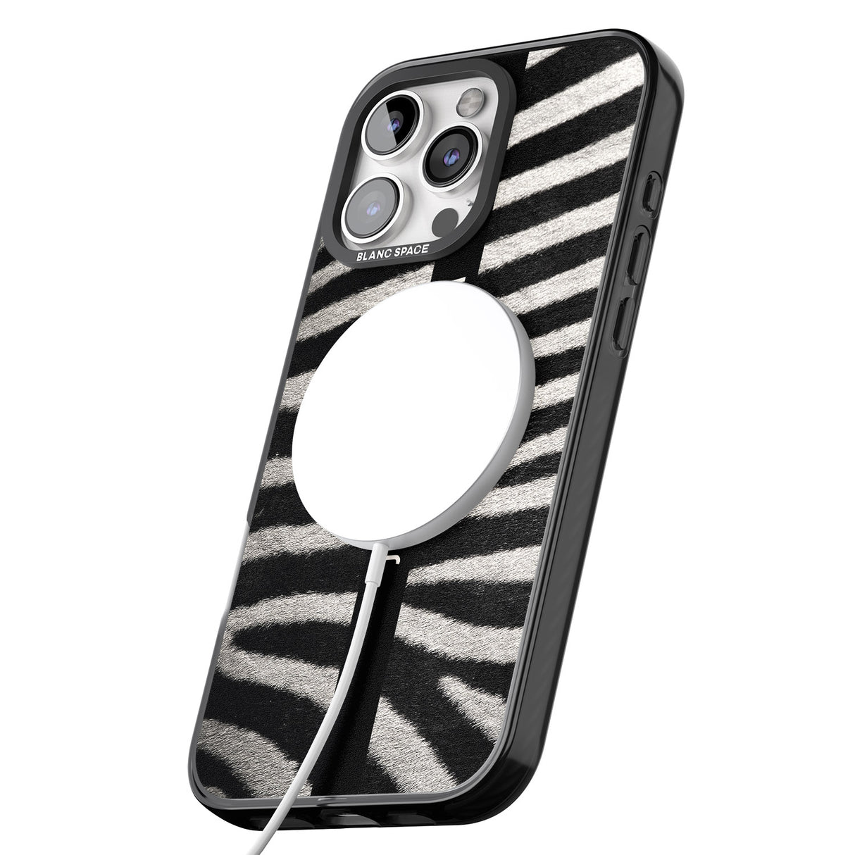 iPhone 16 Pro Max Personalised Zebra Print Black Impact Phone Case