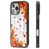 iPhone 16 Pro Max Personalised Monogram Autumn Leaves Black Impact Phone Case