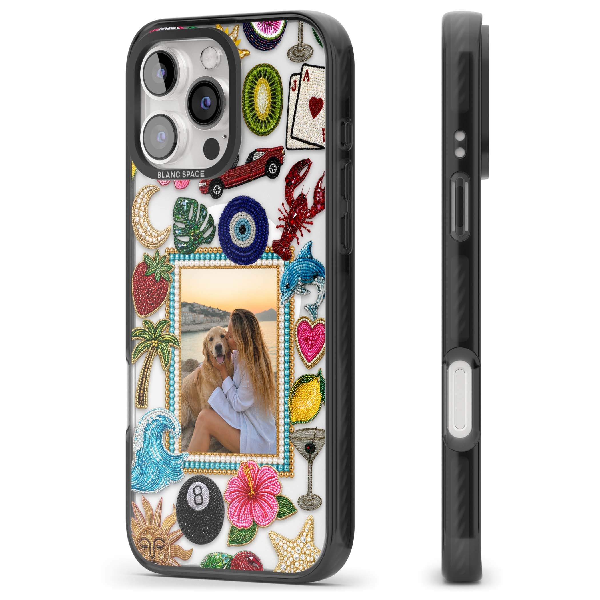 Beaded Photo coastal iPhone case | Black Impact Magsafe case for iPhone 16 Pro, iPhone 16 Pro Max
