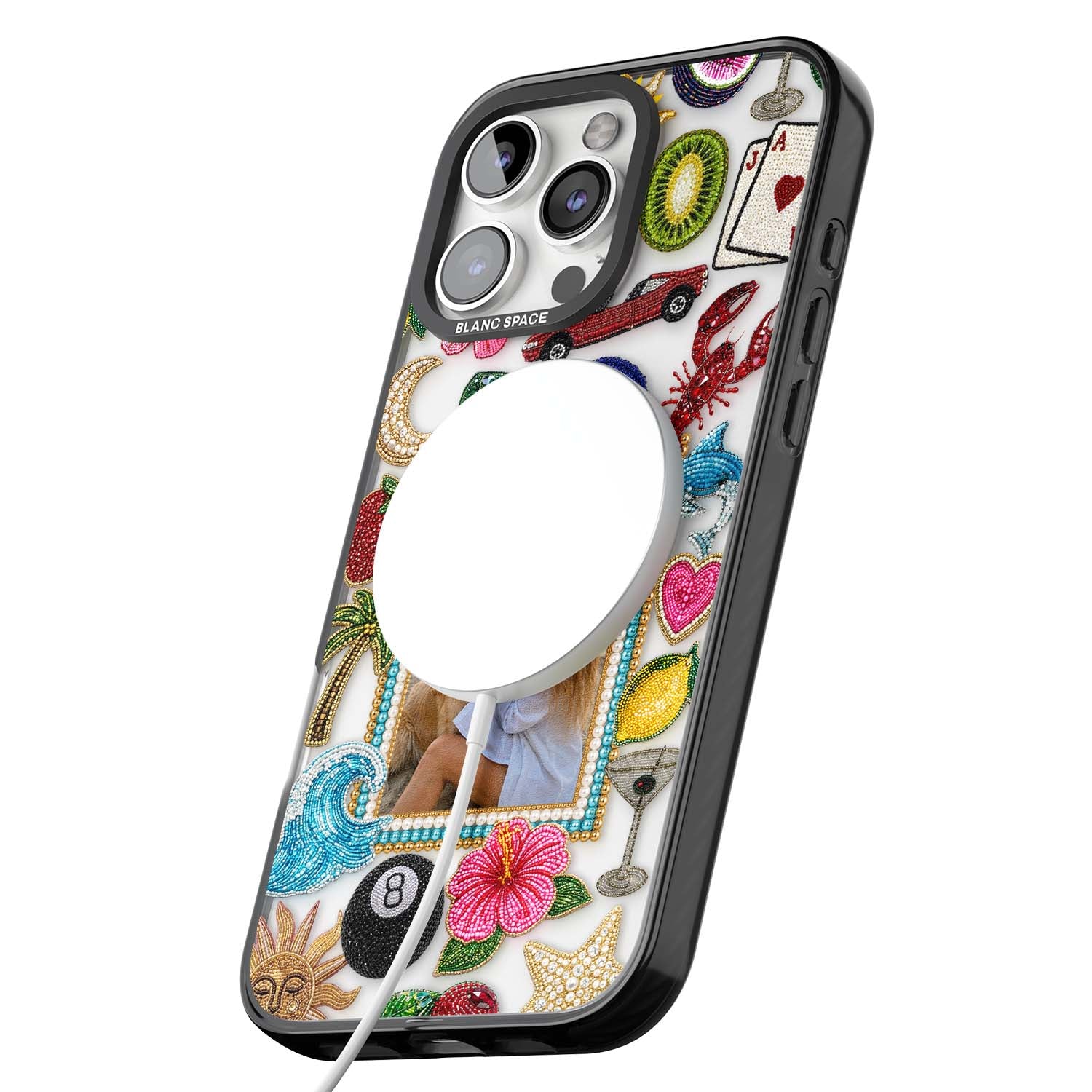 Beaded Photo coastal iPhone case | Black Impact Magsafe case for iPhone 16 Pro, iPhone 16 Pro Max