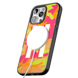 iPhone 16 Pro Max Personalised Bright Neon Camo Solid Monogram Black Impact Phone Case