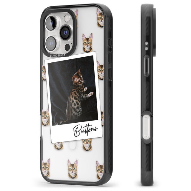 iPhone 16 Pro Max Personalised Bengal Cat Photo Black Impact Phone Case