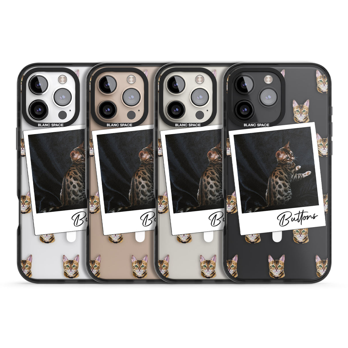 iPhone 16 Pro Max Personalised Bengal Cat Photo Black Impact Phone Case