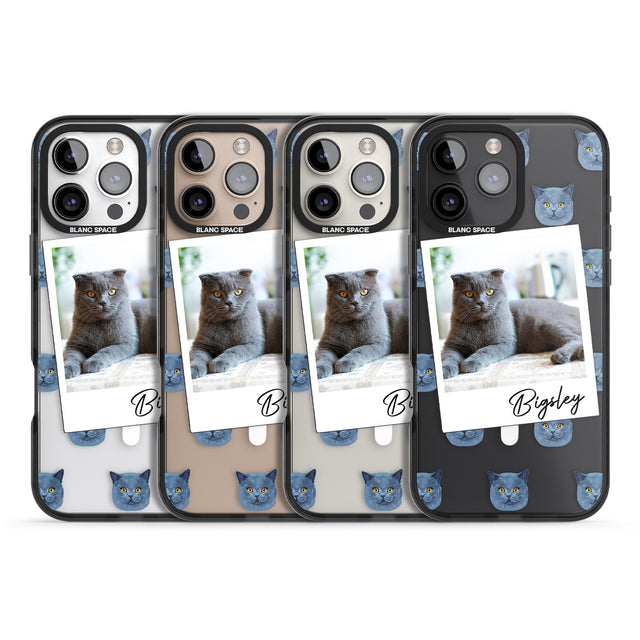 iPhone 16 Pro Max Personalised English Blue Cat Photo Black Impact Phone Case