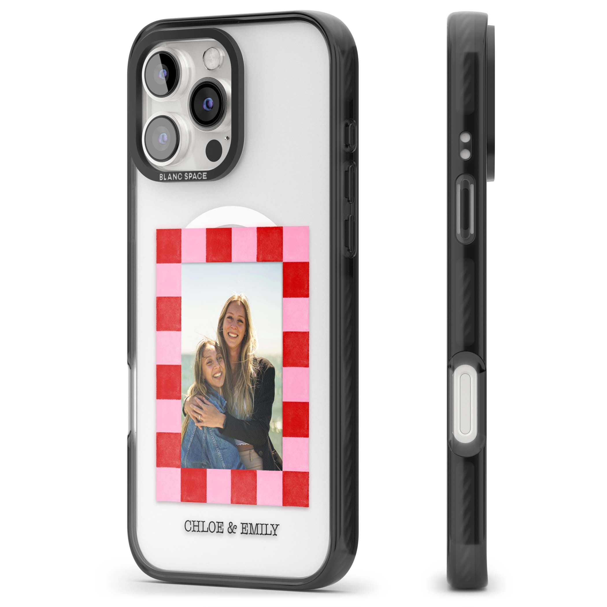 Bubblegum Check Photo for her iPhone case | Black Impact Magsafe case for iPhone 16 Pro, iPhone 16 Pro Max