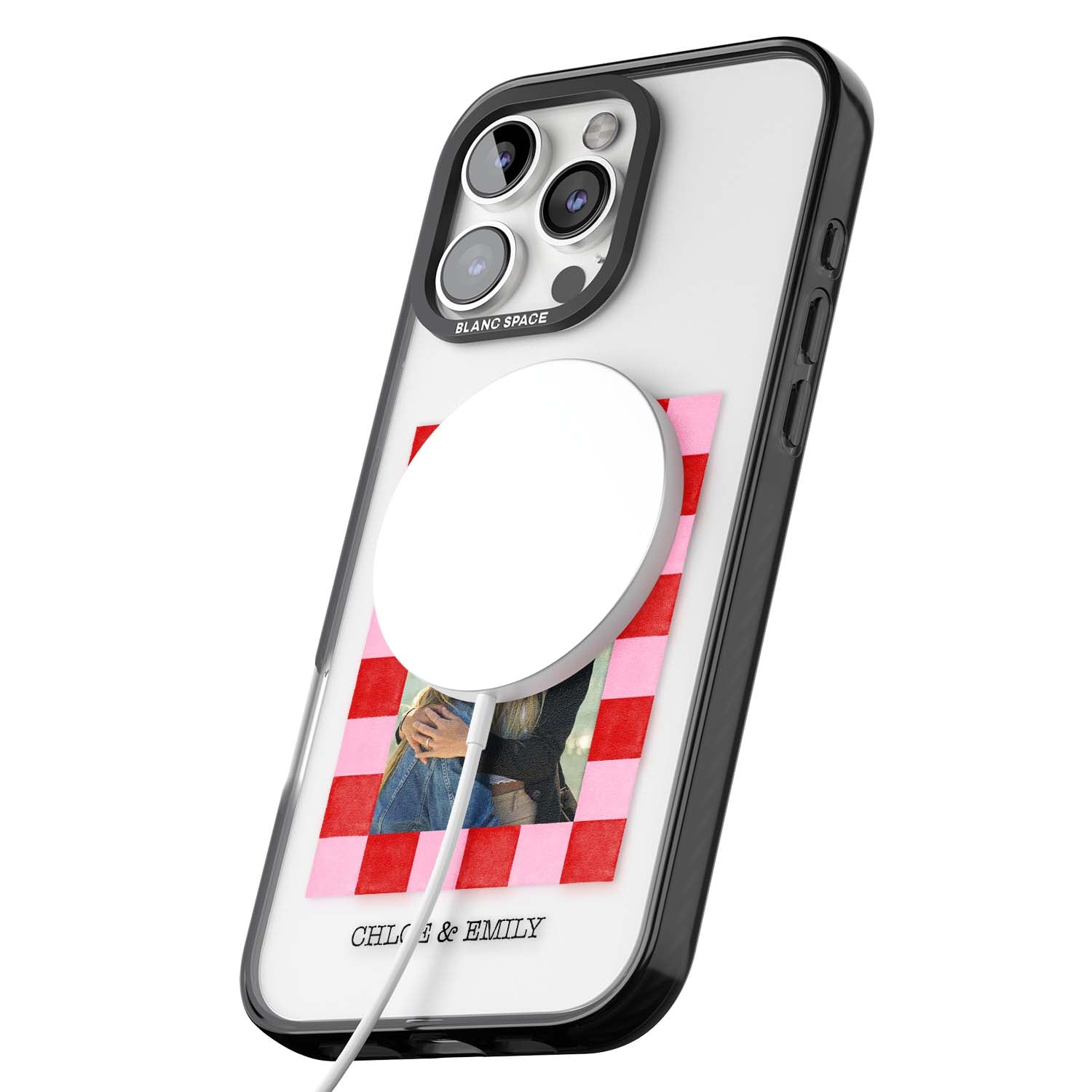 Bubblegum Check Photo for her iPhone case | Black Impact Magsafe case for iPhone 16 Pro, iPhone 16 Pro Max
