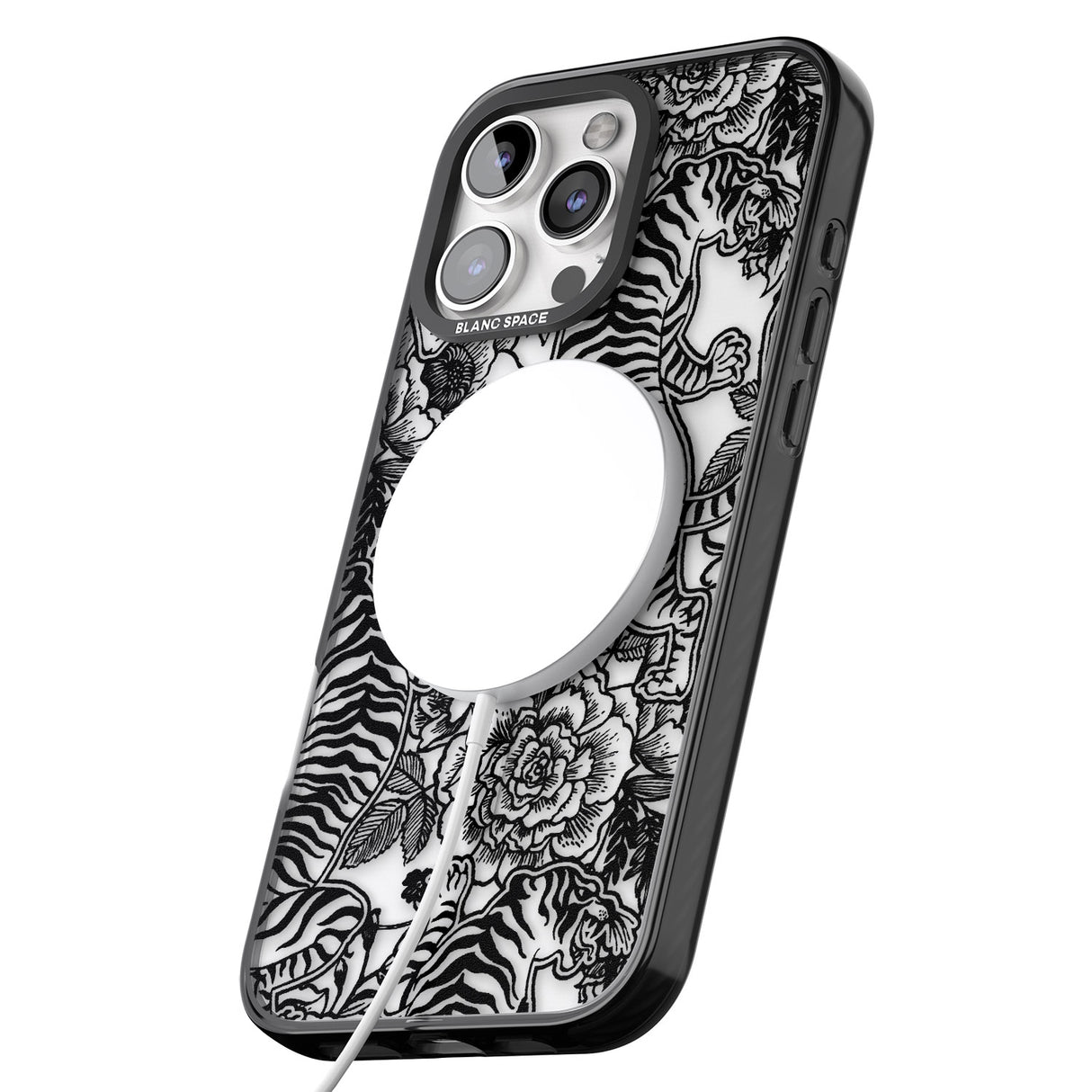 iPhone 16 Pro Max Personalised Chinese Tiger Pattern Black Impact Phone Case